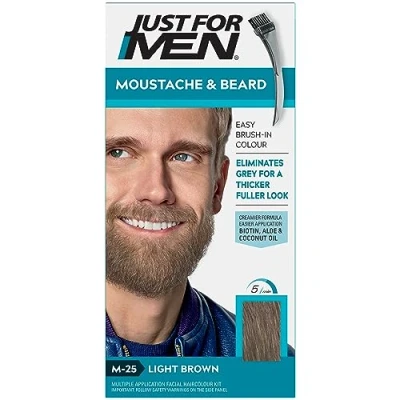 Abbildung von Just For Men Bart &amp; Schnurrbart Farbe Hellbraun, Beseitigt Graues Haar und sorgt für dickeres volleres Aussehen, M25