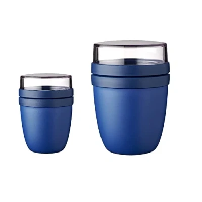 Abbildung von Mepal Lunchbox Lunchpot Fruitpot Snackpot Ellipse Praktischer Müslibecher, Polypropylen (PP), PCTG, ikrowelle &amp; Spülmaschine, 300 500 ml, Vivid Blue
