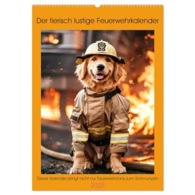 Abbildung von Der tierisch lustige Feuerwehrkalender (Wandkalender 2025 DIN A2 hoch), CALVENDO Monatskalender