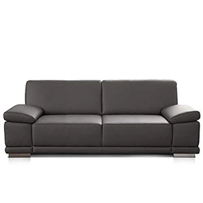 Abbildung von CAVADORE 3,5 Sitzer Sofa Corianne in Kunstleder / Große Leder Couch hochwertigem und modernem Design Mit Armteilfunktion 248 x 80 99 grau