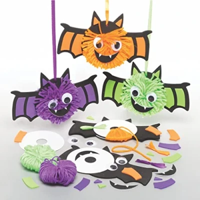 Abbildung von Baker Ross FE673 Fledermaus Pom Bastelset für Kinder 3er Pack, Halloween Basteln am Kindergeburtstag, Kindergarten oder Schule, Bastel Deine Eigene Party Dekoration