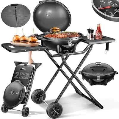 Abbildung von KESSER Elektro Standgrill, elektrischer Elektrogrill 2in1 Tischgrill Standgrill Deckel