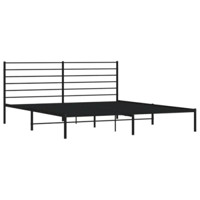 Abbildung von vidaXL Bettgestell, Metallbett Bett mit Kopfteil, Bettrahmen Lattenrost, Doppelbett Schlafzimmerbett Gästebett, Metall Schwarz 200x200cm