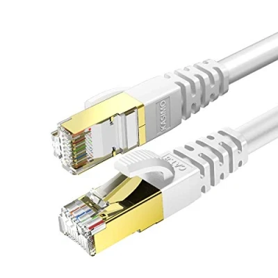 Abbildung von KASIMO Cat 8 Lan kabel 2m netzwerkkabel Für 40Gbps Ethernet 2m, Superschnell Flexibel und Robust mit vergoldetem RJ45. Patchkabel Weiß