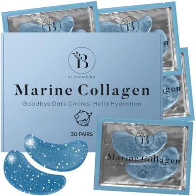 Abbildung von Augenpads gegen Augenringe (30 Paare), Eye Pads mit Meereskollagen &amp; Hyaluron, Patches zur Entfernen, Under für Hydratation, Tränensäcke