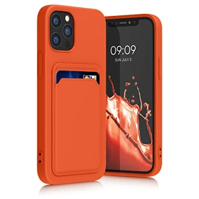 Abbildung von kwmobile Handyhülle kompatibel mit Apple iPhone 12 / Pro Hülle Handy Cover Fach für Karten in Orange
