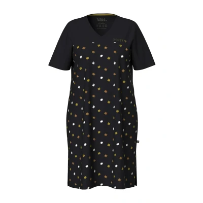 Abbildung von Ulla Popken Flower Short Sleeve Vneck Jerseykleid, Damen, Größe: 50/52, Black
