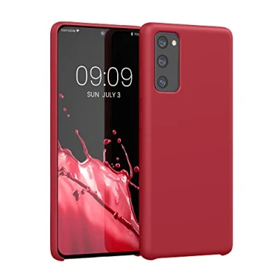 Abbildung von kwmobile Hülle kompatibel mit Samsung Galaxy S20 FE Silikon Handy Case Handyhülle weiche Oberfläche kabelloses Laden Klassisch Rot