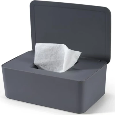 Abbildung von Feuchttücher Box für Baby, Feuchttuchbox Feuchtes Toilettenpapier, Feuchte Tücherbox Weiß Aufbewahrungsbox mit Deckel Hält Die Tücher, Feuchtpapierbox Zuhause und Büro
