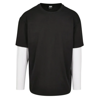 Abbildung von Urban Classics Oversized Shaped Double Layer TEE Langarmshirt, Herren, Größe: XXL, Black/white