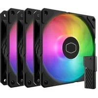 Abbildung von Cooler Master SickleFlow Edge 120 ARGB 3er Pack 3x120mm Lüfter (6902500 U/min, PWM), hoher Luftstrom (70,7 CFM) &amp; statischer Druck (3,61 mmH2O), Gen 2, LED Controller, 32,8 dBA max. Schwarz