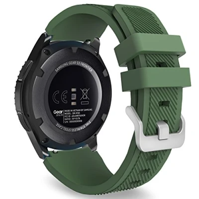 Abbildung von MoKo Armband Kompatibel mit Samsung Galaxy Watch 3 45mm/Galaxy 46mm/Gear S3 Frontier/Classic/Huawei GT2 Pro/GT/GT2 46mm, 22mm Silikon Ersatzarmband, Armee Grün