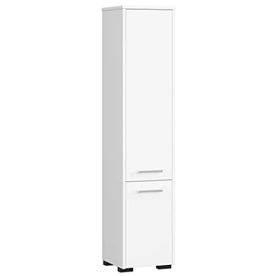 Abbildung von Home Collective Badezimmerschrank, mit 2 Türen und 4 Einlegeböden, 30 x 140 cm, aus 16 mm starker, abriebfester Laminatplatte, Weiß