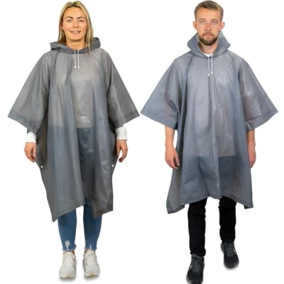 Abbildung von REDSTAR 2er Pack Regenponcho wasserdicht Regenmäntel Damen und Herren Wiederverwendbares Regencape für Erwachsene Friesennerz, Fahrrad Regenbekleidung, Festival Gadget, Wandern Zubehör