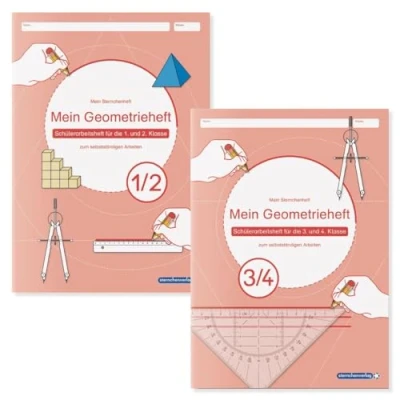Abbildung von Mein Geometrieheft 1/2 und 3/4 im Set: geeignet für die 1. bis 4. Klasse, beinhaltet motivierende Arbeitsseiten zum Thema Form Raum