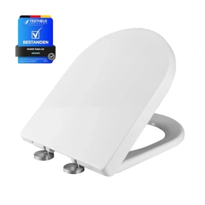 Abbildung von Ibergrif WC Sitz mit Absenkautomatik D Toilettendeckel Einfache Montage und Sauber,Klodeckel Quick Release Funktion,Antibakterielle,Passend für die Meiste Toilette,Belastbarkeit von 150kg,Weiß,M41001