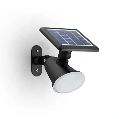 Abbildung von Philips Outdoor Solar Jivix Spotleuchte Wand 1,4W, Tageslichtsensor, 2700 Kelvin, IP44 wetterfest, schwarz