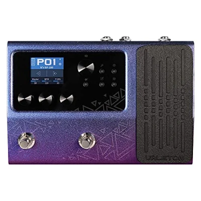 Abbildung von Valeton Gitarren Effektpedal Multi Effekte Prozessor mit Expression Pedal 140 integrierte 198 Presets Looper Amp Modeling Drum Unterstützung IR OTG für Live Streaming Lila GP 100VT