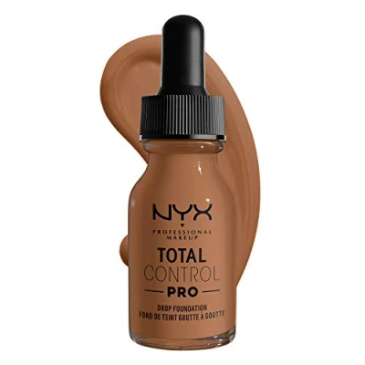 Abbildung von NYX Professional Makeup Total Control Pro Drop Foundation, Flüssiges Make up, Individuelle und aufbaubare Deckkraft, Vegane Formel, True to Skin Finish, 13 ml, Farbton: Mahogony