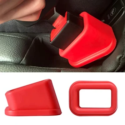 Abbildung von Storchenbeck 2er Pack Schnallenhalter kompatibel mit Babyschalen Halten Sie den Gurthalter in aufrechter Position, um das knicken zu erleichtern (01, Rot)