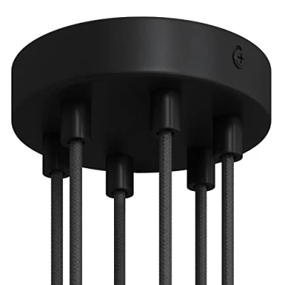 Abbildung von creative cables Kit zylindrischer Metall Lampenbaldachin mit 6 Löchern Zylindrisch, Schwarz