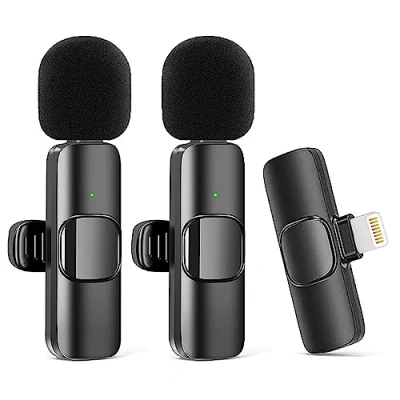 Abbildung von Kinizuxi 2St Lavalier Mikrofon Kabellos für iPhone/iPad,Plug Play Microphone Wireless Ansteckmikrofon,Rauschunterdrückung/Stummschaltung Live,Videoaufzeichnung,YouTube,Vlog,TikTok