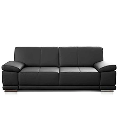 Abbildung von CAVADORE 3 Sitzer Sofa Corianne / Echtledercouch im modernen Design Mit Armteilverstellung 217 x 80 99 Echtleder schwarz