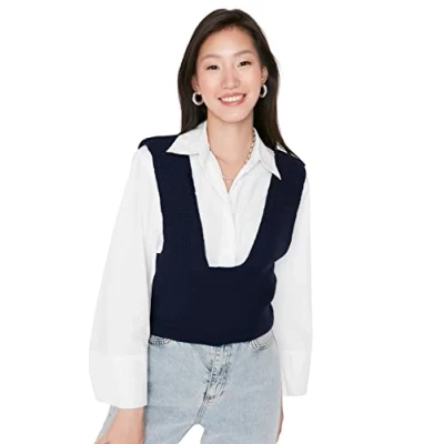 Abbildung von TRENDYOL Damen Twoaw23sv00154/Lacivert Sweater, Marineblau, S EU