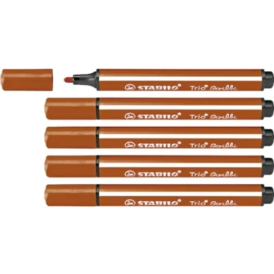 Abbildung von Gefederter Dreikant Filzstift STABILO Trio Scribbi 5er Pack hellbraun
