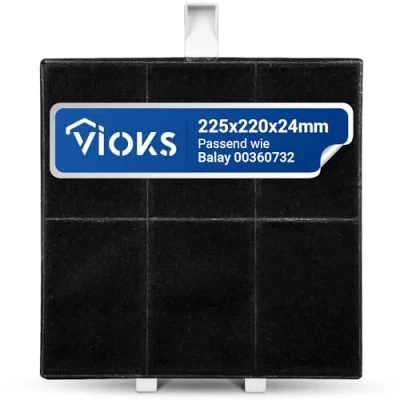 Abbildung von VIOKS Kohlefilter Dunstabzugshaube 225х220х24mm Ersatz für Balay Filter 00360732 AA260112 DHZ5186 LZ51851 Z5116X1 &amp; Aktivkohlefilter Dunstabzugshaube/Filter