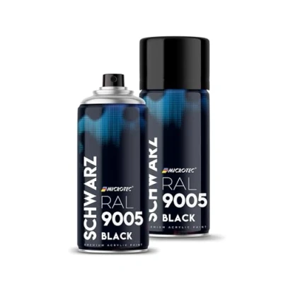 Abbildung von MICROTEC® Sprühlack 400ml hochwertiges Acryllackspray matt oder glänzend Sprühfarben für Metall, Holz, Kunststoff u.v.m. große Farbauswahl (Schwarz RAL 9005)