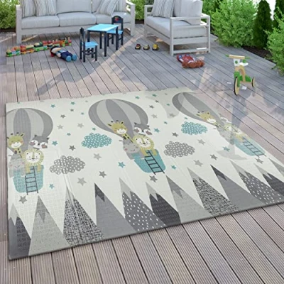 Abbildung von Paco Home Spielmatte Krabbelmatte Baby Kinder Matte Faltbar Abwischbar Wendbar Tier Motiv, Grösse:150x200 cm, Farbe:Creme