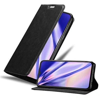 Abbildung von Cadorabo Hülle kompatibel mit LG V60 ThinQ aus Premium Kunst Leder Flip Klappbare Stoßfeste Magnetische [Standfunktion] [Kartenfächern] Cover für Tasche in Schwarz