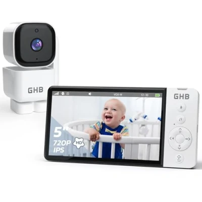 Abbildung von GHB Babyphone mit Kamera 5 Zoll 350 Rotation 5000mAh 720P Nachtsicht VOX Modus Digitalzoom GegensprechfunktionTemperaturanzeige ABM720C