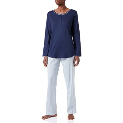Abbildung von Calida Pyjama LANG Nachtwäsche Set, Damen, Größe: 48, Peacoat blue