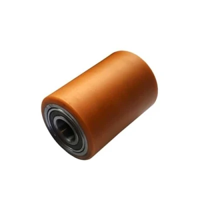 Abbildung von WIKO Hubwagen Rollen Polyurethan 50x70 mm Räder mit Kugellagern Hubwagenräder Laufrollen Fixierer Rad Palettenrollen 300 kg (17 (Achsloch))