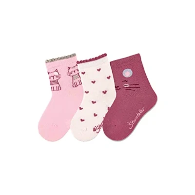 Abbildung von Sterntaler Baby Mädchen Socken Söckchen 3er Pack Herzen Baby, Babysöckchen, Babysocken aus Baumwolle beige, 18