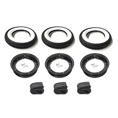 Abbildung von Streetparts24 3X Weißwand Reifen 3.50 10 Schwarz Kompletträder Satz für Vespa Piaggio APE 50 TM