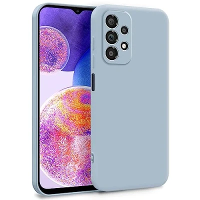 Abbildung von MyGadget Hülle für Samsung Galaxy A23 5G Zweilagige Handyhülle mit Kameraschutz Cover Innenfutter &amp; Silikon außen Hell Blau