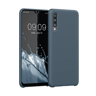 Abbildung von kwmobile Hülle kompatibel mit Samsung Galaxy A50 Silikon Handy Case Handyhülle weiche Oberfläche kabelloses Laden Dunkler Schiefer