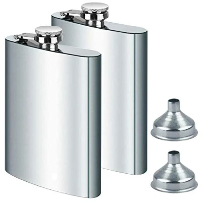 Abbildung von DealKits 2X Edelstahl Flachmann und Trichter, 8oz.227 ml Geeignet Zum Tragen von Alkohol, Aus 304
