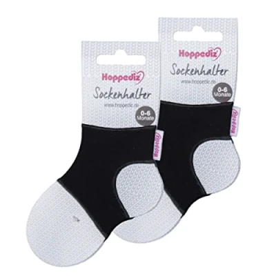 Abbildung von Hoppediz Unisex Baby 2 er Set Sockenhalter Socken, 0 6 Monate, schwarz, Einheitsgröße (2er Pack)