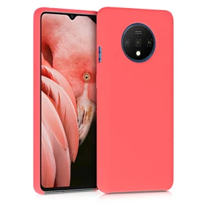 Abbildung von kwmobile Hülle kompatibel mit OnePlus 7T Silikon Handy Case Handyhülle weiche Oberfläche kabelloses Laden Neon Koralle