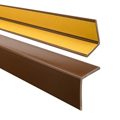 Abbildung von QUEST Winkelprofil 40x40mm Selbstklebendes PVC Gummi Kantenschutzprofil, Elastischer Eckschutz, Kunststoffwinkel für Kanten &amp; Ecken, Braun, 200cm