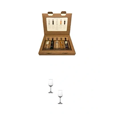 Abbildung von Marzadro Grappa Set Collezione Grappe 5 x 0.04 Liter + Nosing Gläser Kelchglas Bugatti mit Eichstrich 2cl und 4cl 2 Stück