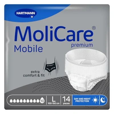 Abbildung von MoliCare Premium Mobile, Windeln, Größe L, 100 150 cm, 10 Tropfen, 14 Stück