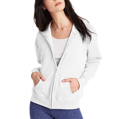 Abbildung von Hanes Damen EcoSmart Full Zip Hoodie Sweatshirt, Weiß, Small