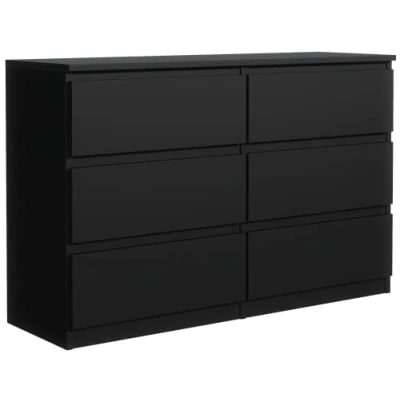 Abbildung von meble masztalerz Kommode Schwarz mit 6 Schubladen 120 cm, Sideboard Wohnzimmer, Schlafzimmer H: 78,5cm, B: T: 39 Schubladen, Schubladenschrank