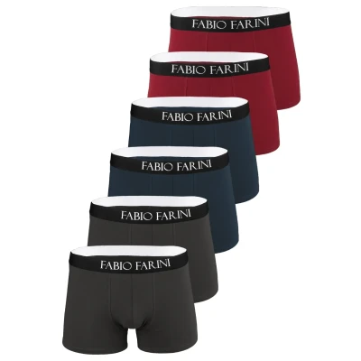Abbildung von Fabio Farini 6ER PACK Retroshorts Stretch Atmungsaktiv Boxershorts, Herren, Größe: Small, Navy/rot/ grau