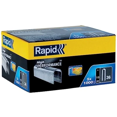 Abbildung von Rapid Tackerklammern Typ 36, 10mm Klammern, 5x1.000 Stk. Grosspackung, mit runden Rücken für kabel bis zu 6mm